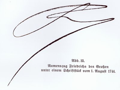 Handtekening van Frederik de Grote, Koning van Pruisen, 1 augustus 1744 door Unbekannt Unbekannt